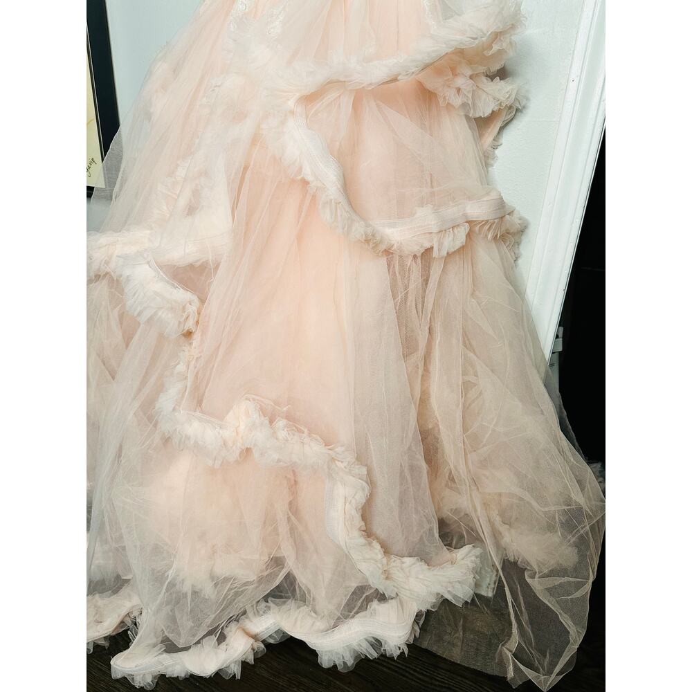 MAC DUGGAL Blush Pink Sheer Corset Hand Beaded Embroidered Ballroom Dress Size 8 - Picture 8 of 16
